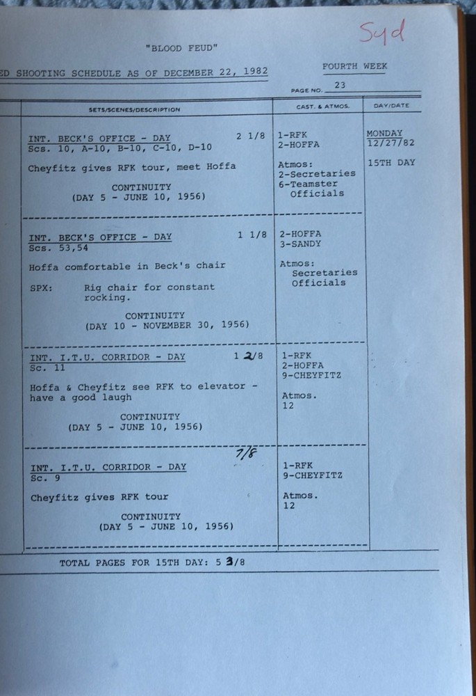 1982 Blood Feud Original Revised Final Draft Script + Shooting Schedule & More