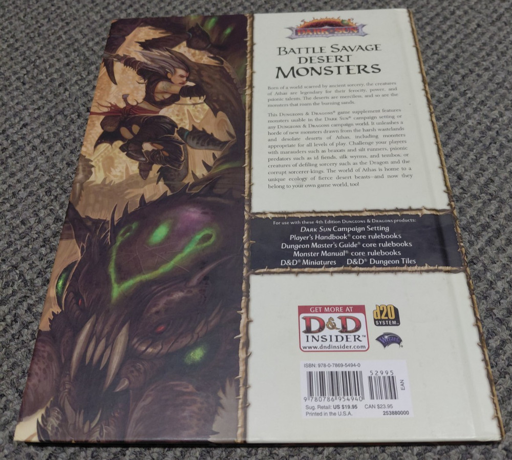 Dark Sun Creature Catalog - Dungeons & Dragons Roleplaying 4th Edition / 4E