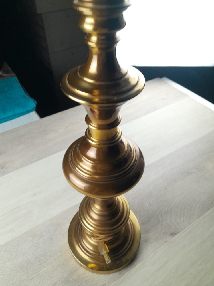 Vintage Solid Brass Urn Candlestick Table Lamp Regency Moderne MCM 33" USA