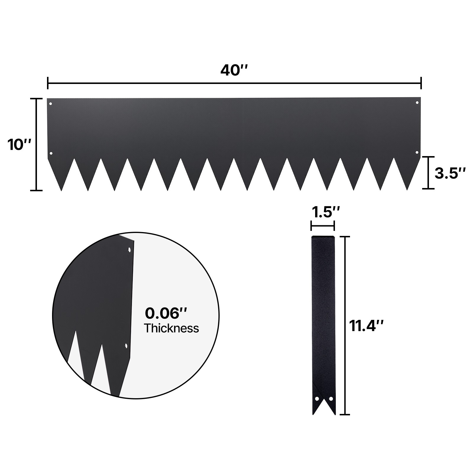 Uimoso Galvanized Steel Landscape Edging 40 x10 in Metal Garden Border, Set of 6