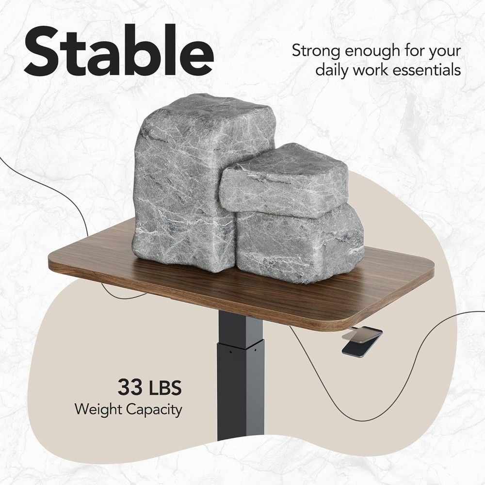 Rolling Laptop Standing Desk Adjustable Mobile T-Base Desk with Lockable Casters