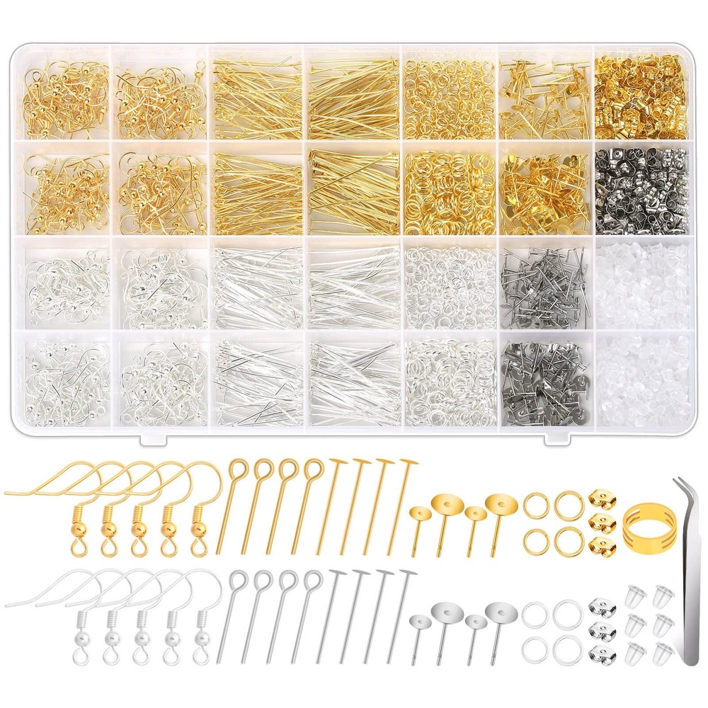 Modacraft 2000Pcs Earring Making Supplies Kit - Hypoallergenic, Includes Hoo...