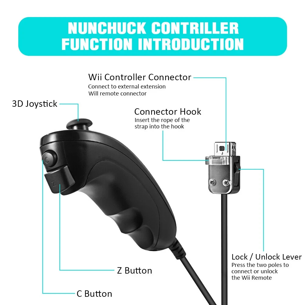 2Pack Built-in Motion Plus Wii Remote & Nunchuck Controller for Wii U Console