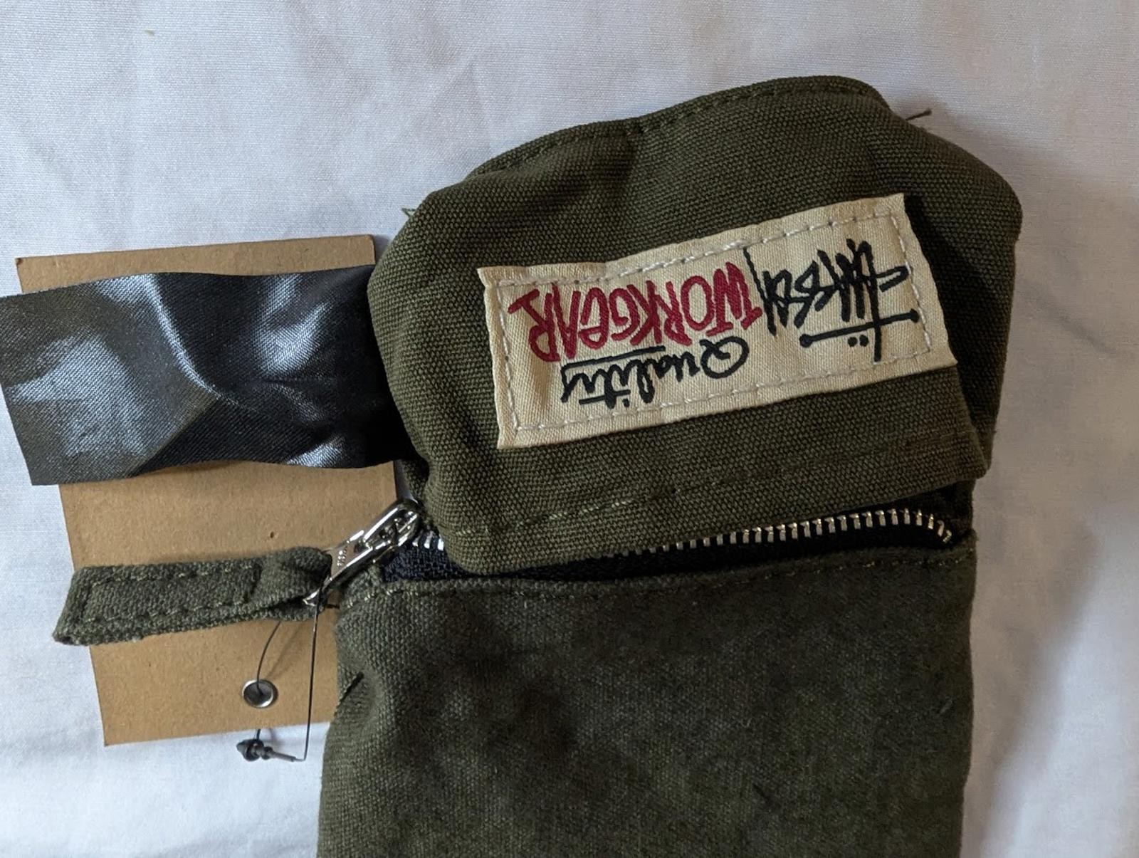 Stüssy Canvas Coin Pouch Wallet Olive Green Basic Stock Logo Embroidered NWT