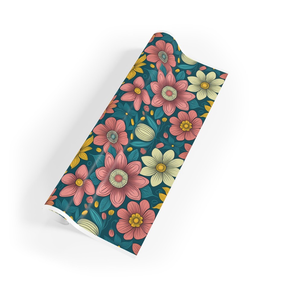 Gift Wrapping Flower Pattern Paper Rolls, 1pc