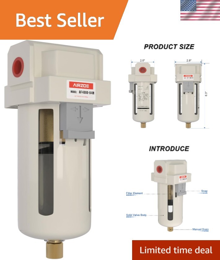 High-Performance 1/2" NPT Air Compressor Water Separator with Brass Filter