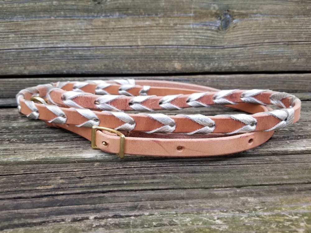 Silver Metallic Leather Laced Barrel Reins