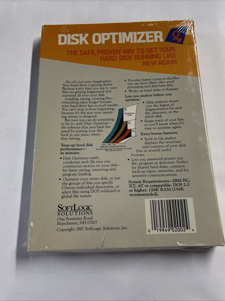 Disk Optimizer Soft logic Solutions Software Vintage 1987