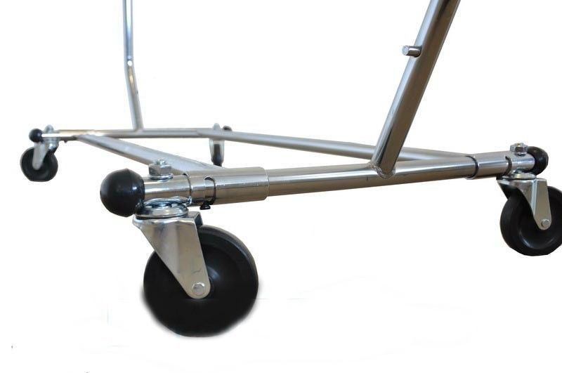 Clothing Rack Rolling Folding Single Bar Rail Salesman Sample Garment Display