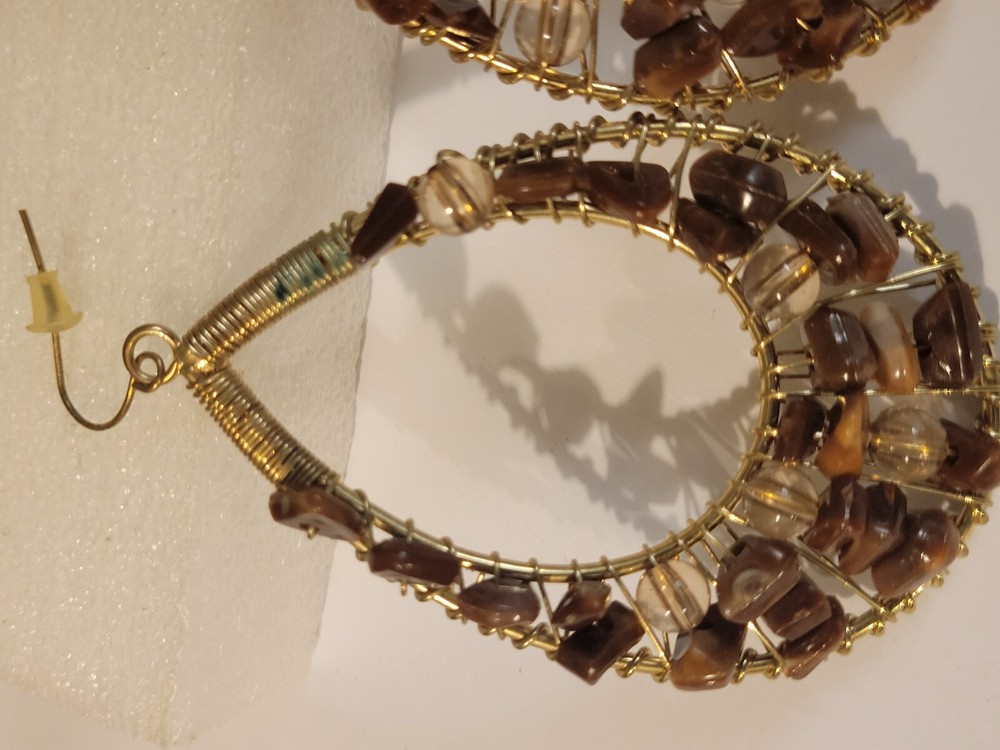 Handmade Wire and Natural Stone Earrings