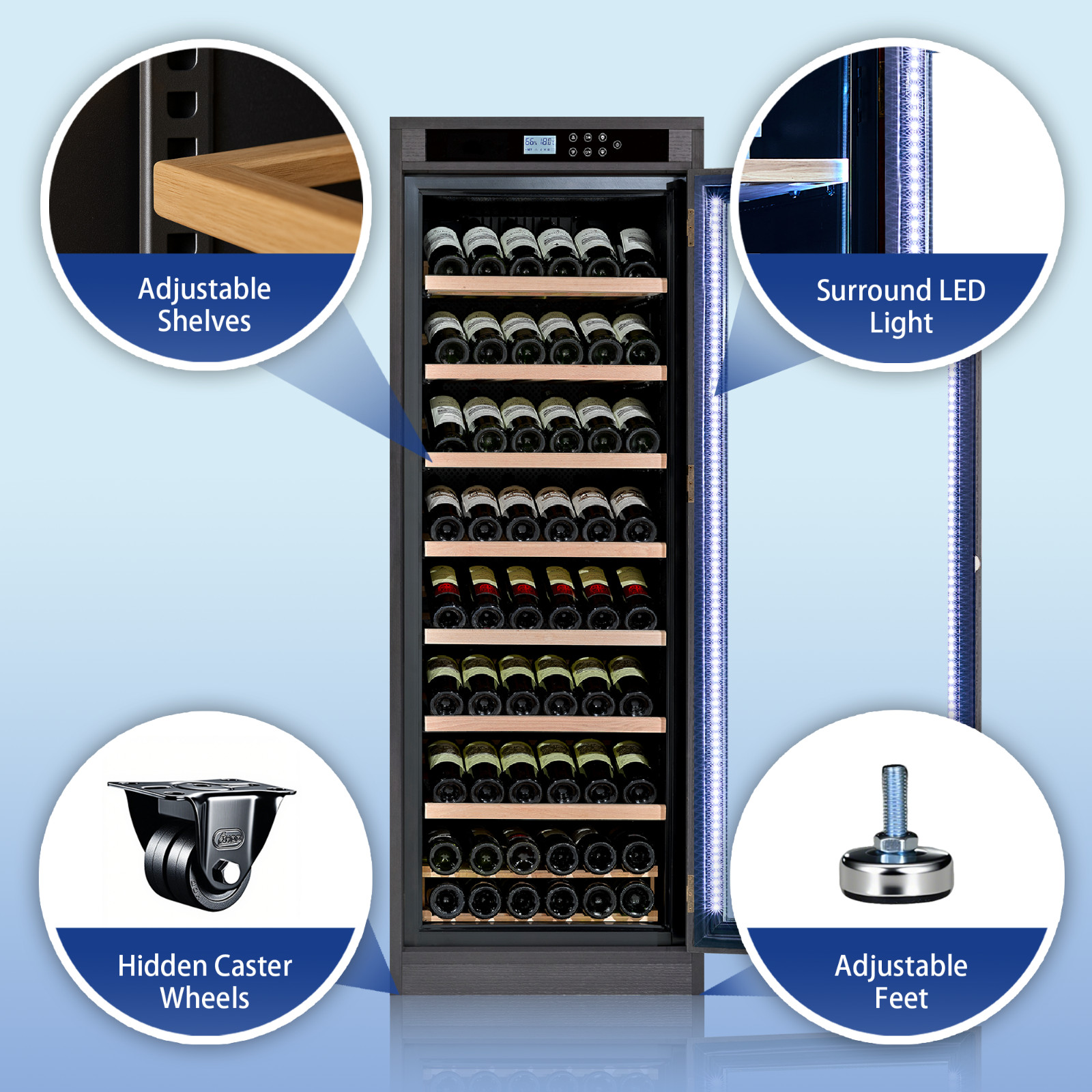 10.6 ft3 Intelligent Temperature-Controlled Multi-Tiered Wood Wine Cabinet