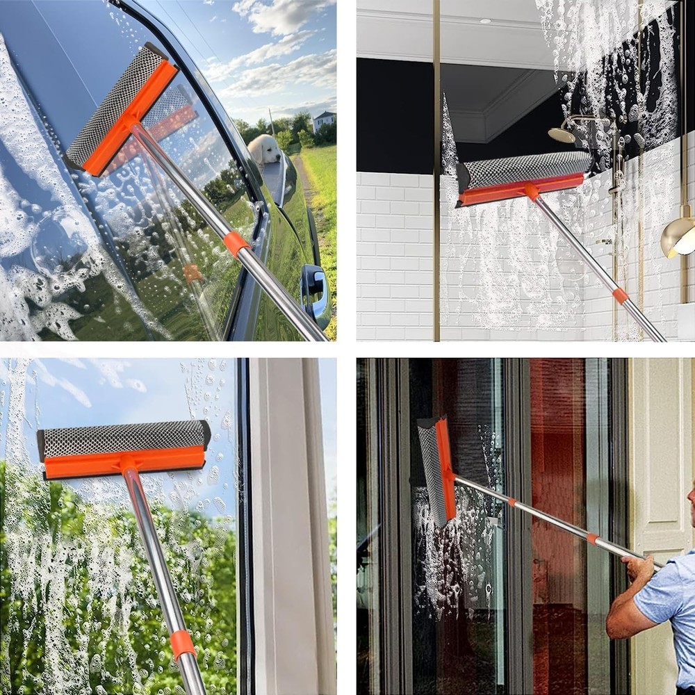 Window Squeegee for Window Cleaning, Squeegee Window Cleaner Tool 2 in 1 Car Win
