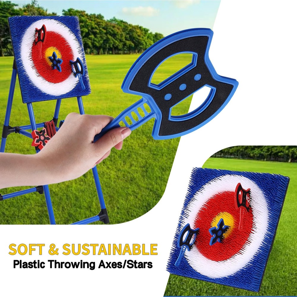 8-Pack Throwing Axes for Bristle Target â€“ Red & Blue Durable Plastic Axes Set