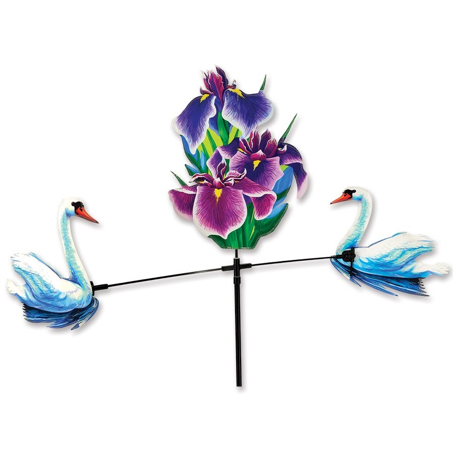 Swan Iris Flower Carousel Wind Spinner 48"