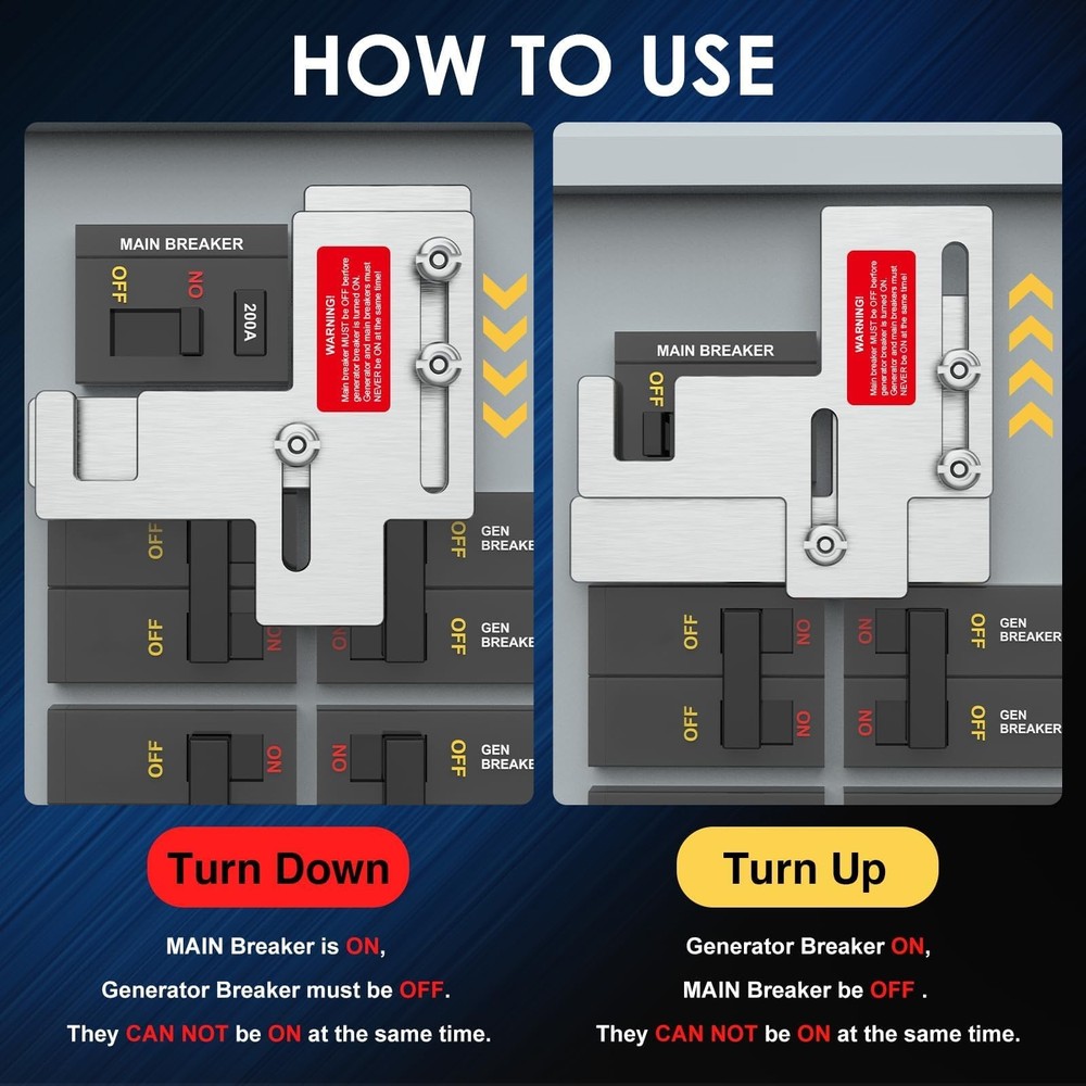 Interlock Kit for 150-200 Amp Panels, Horizontal Generator Breaker Connection
