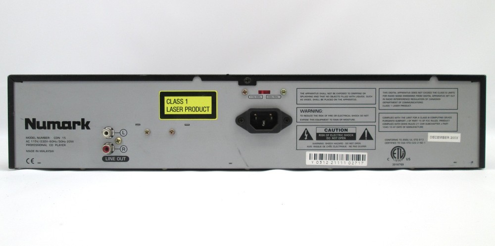 NuMark CDN15 Rack Mount CD Player