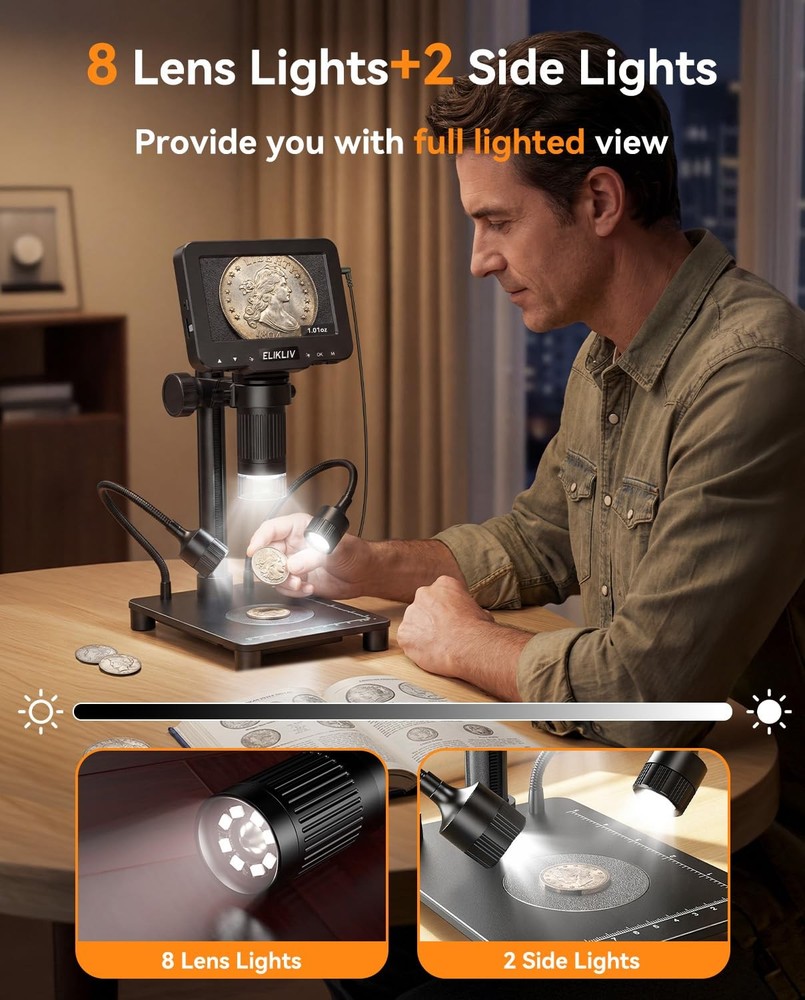 Elikliv Microscope with Weighing Scale, Digital Magnifier for Error Black