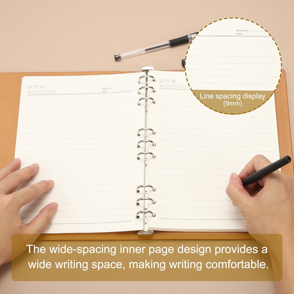 B5 Refillable Leather Notebook, 2Pcs 9 Ring Hardcover Binder Notebook, Red