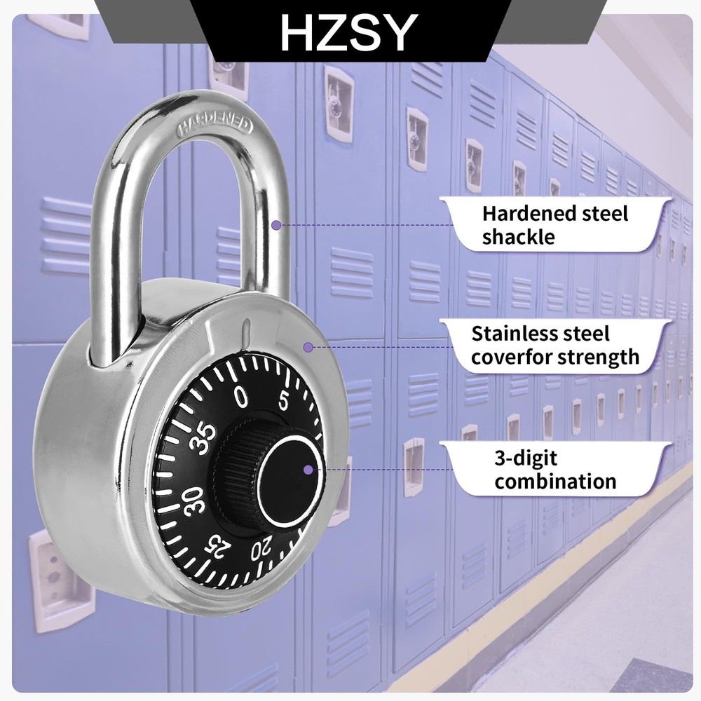 HZSY Combination Padlock 12 Pack, Fixed Dial Combination Padlock with Differe...