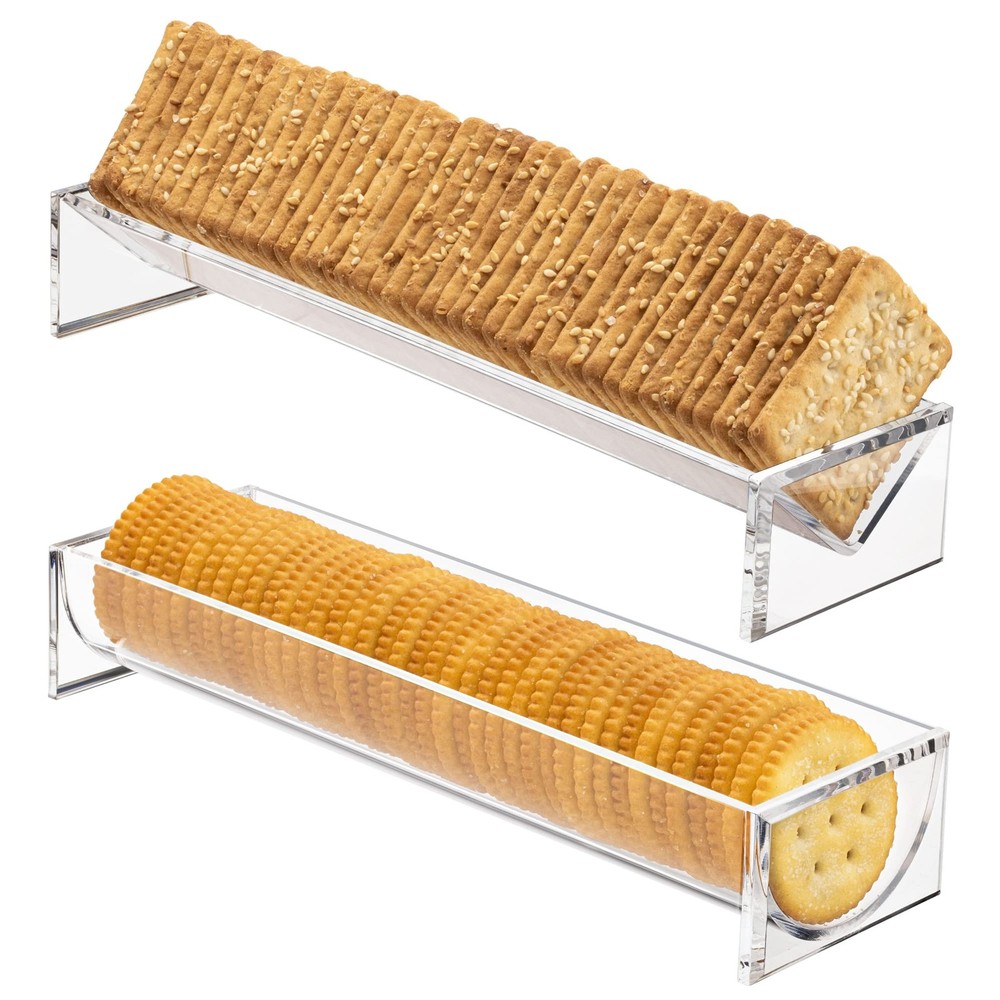 Srenta Clear Cracker Tray for Serving, Set of 2 Rectangular Cracker Holder for S