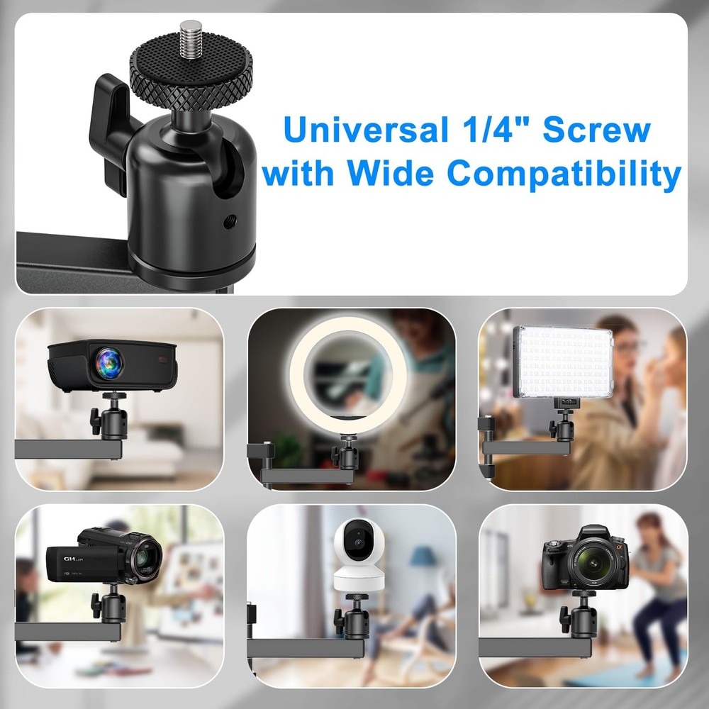 Projector Wall Mount, 360° Rotation 3-Sections Wall Mount for Projector Webca...