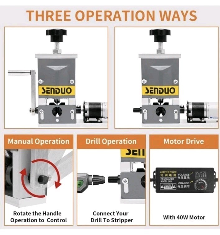 SENDUO Automatic Wire Stripper Machine 0.04-0.79inch Diameter Scrap Cable