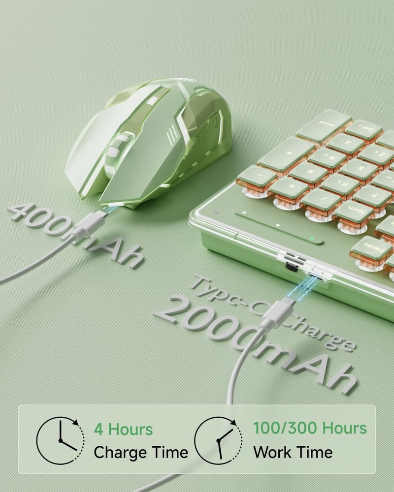 V3 Wireless Keyboard and Mouse with Single Backlit, Metal Panel, Bluetooth/2....