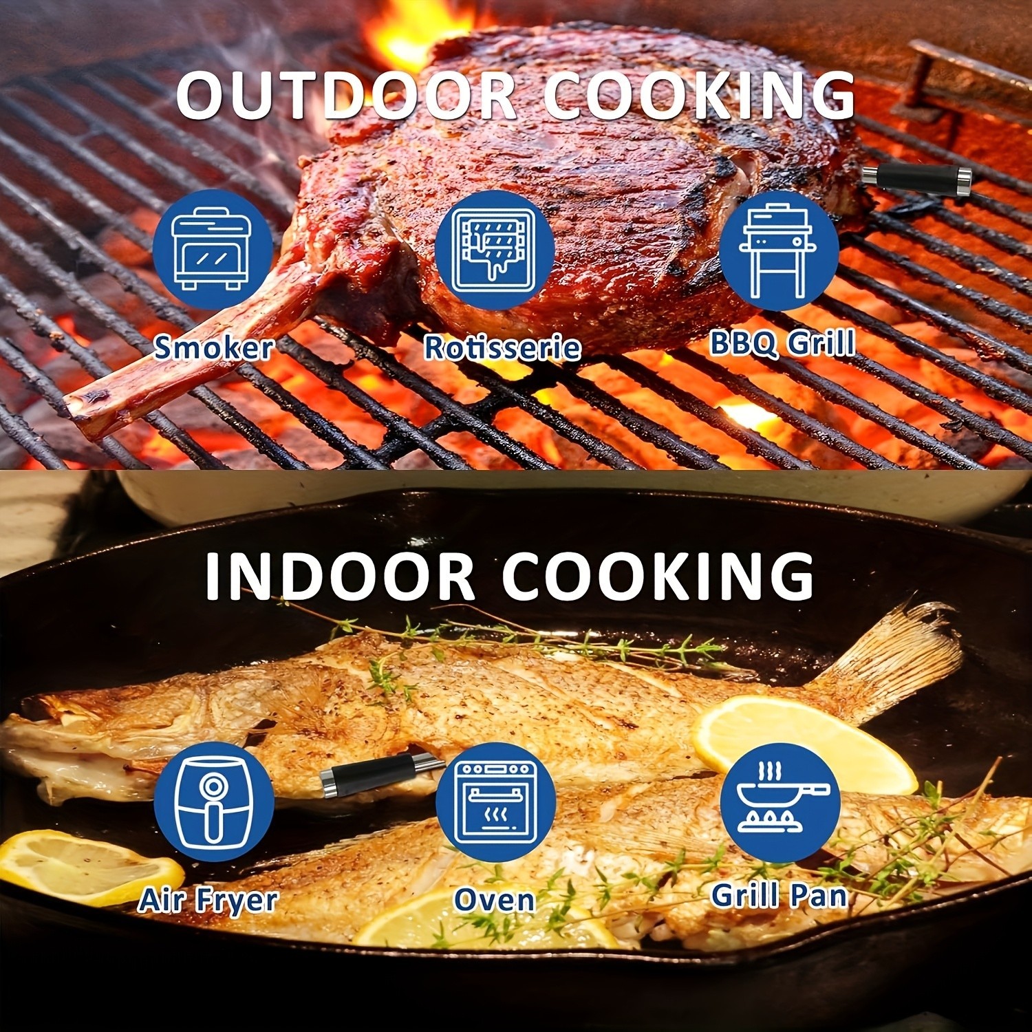 Wireless Smart Meat Thermometer - APP-Controlled for Grilling & Precise Cooking