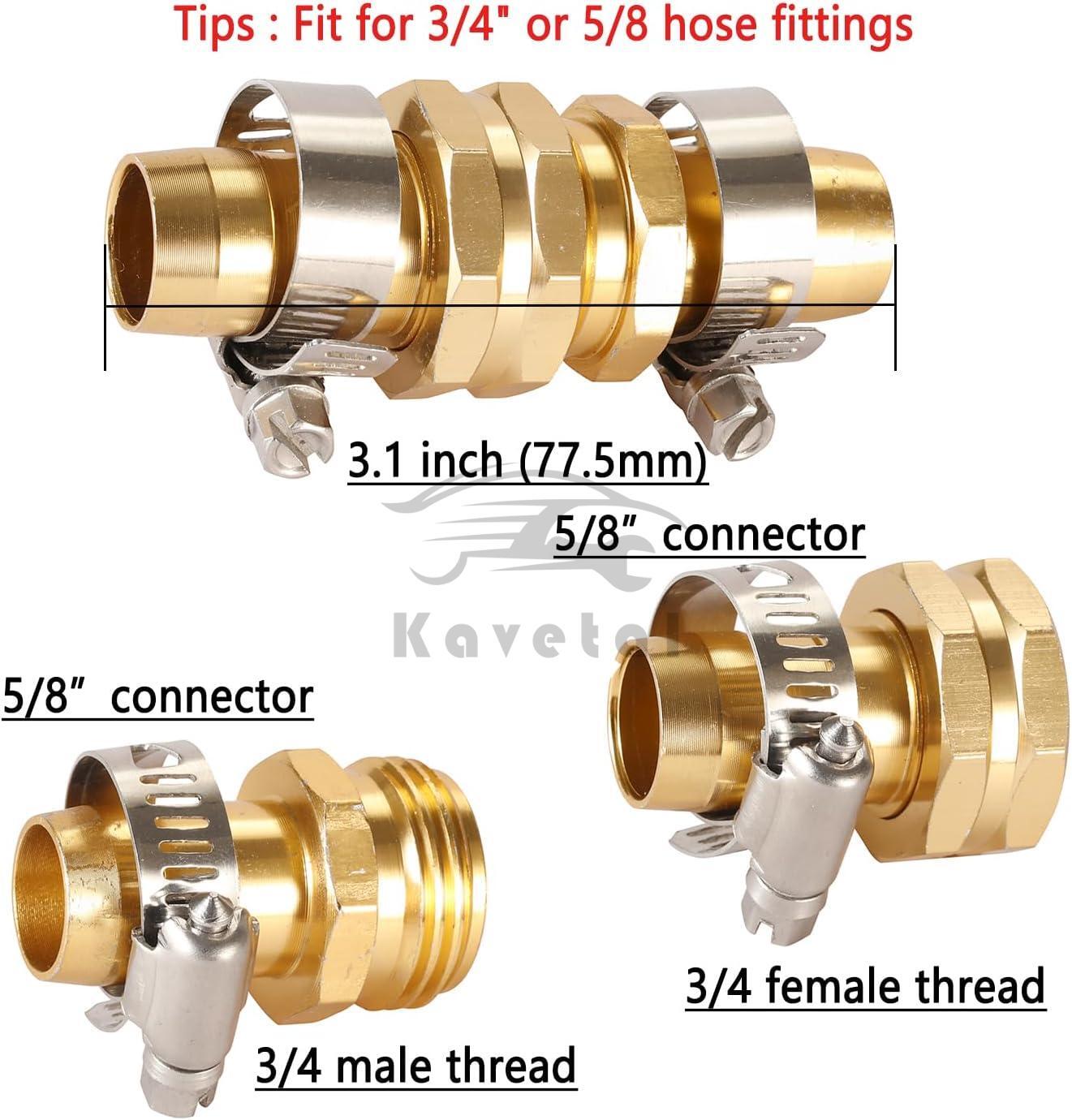 3/4" 5/8" Garden Mender End Repair Kit Water Hose Male Female Connector w/ Clamp