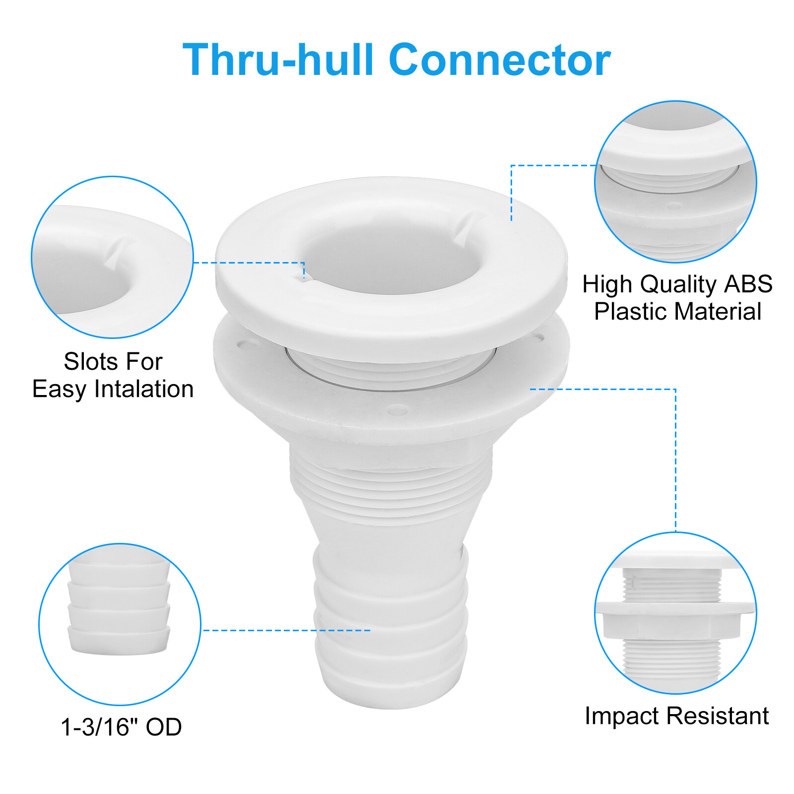1-1/8" Dia 6ft Bilge Pump Hose with Seal Clamp Thru-Hull Fitting for Boat Marine