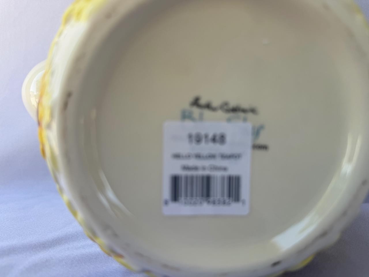 Blue Sky Clayworks Heather Goldminc Hello Yellow Flowers Bees Ceramic Teapot New