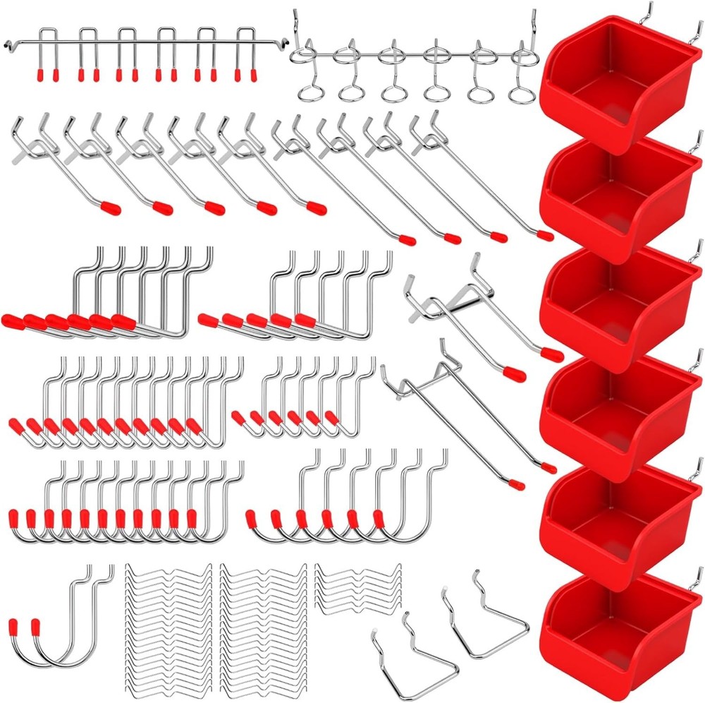 121-Piece Pegboard Hooks Set with Durable Bins for Efficient Tool Organization