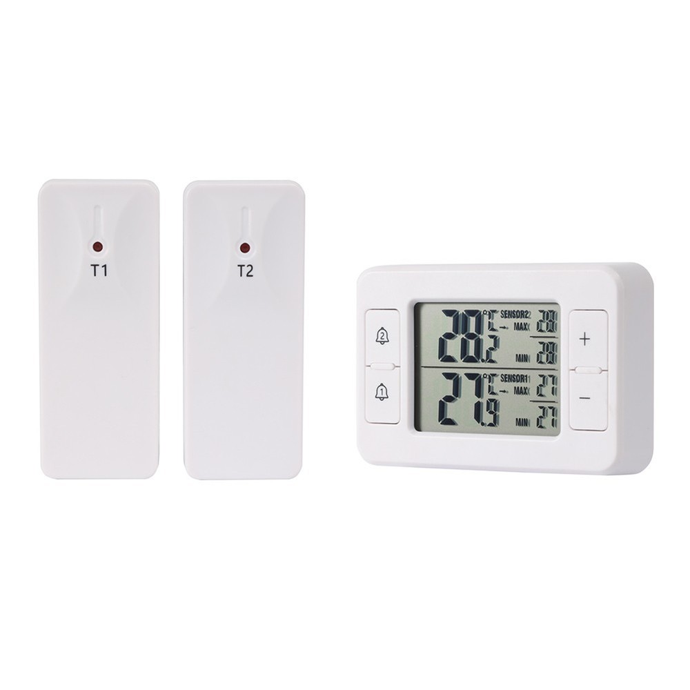 Wireless Thermometer System Featuring Two Remote Sensors for Temperature Alerts