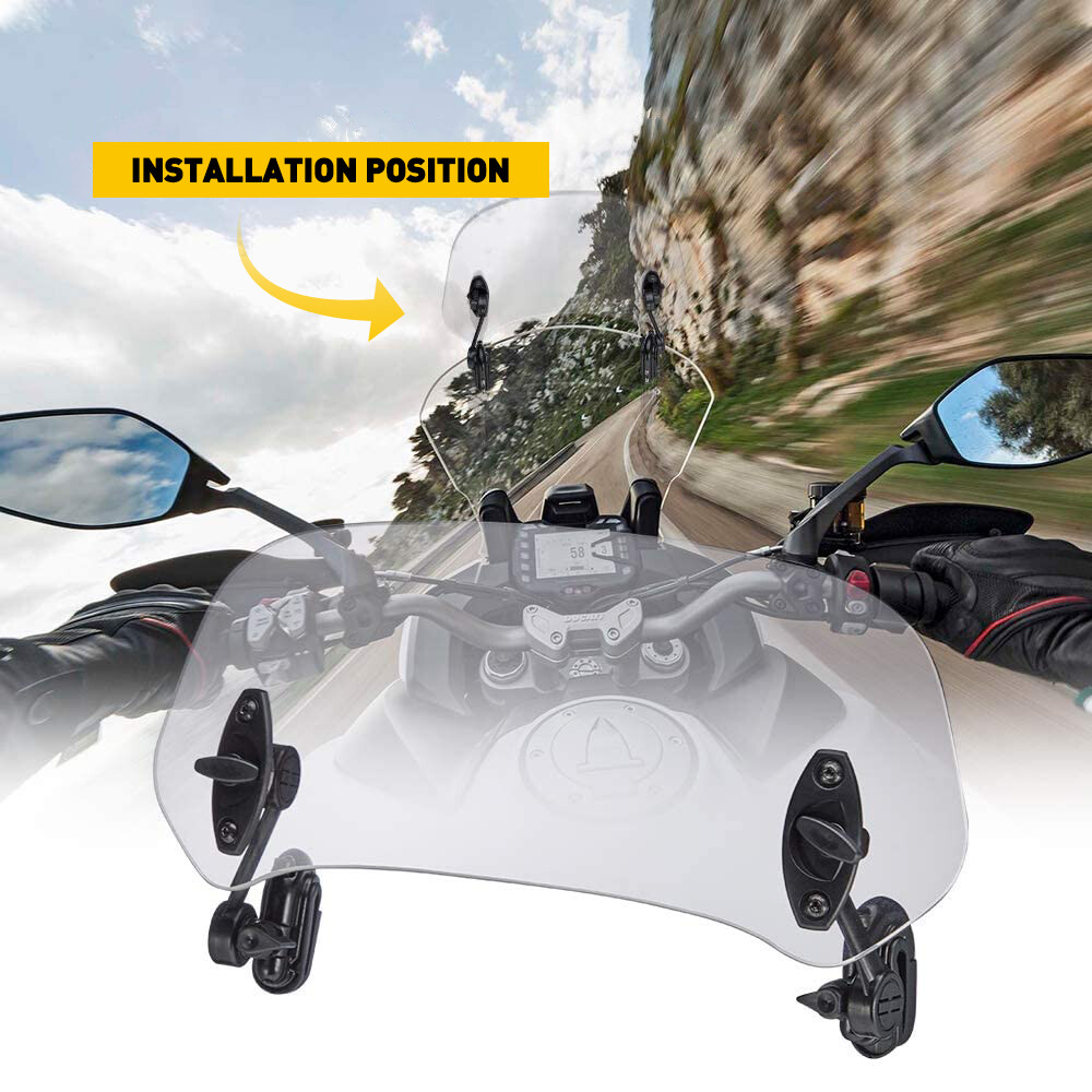 Clip On Motorcycle Windshield Extension Spoiler Wind screen Deflector EXD
