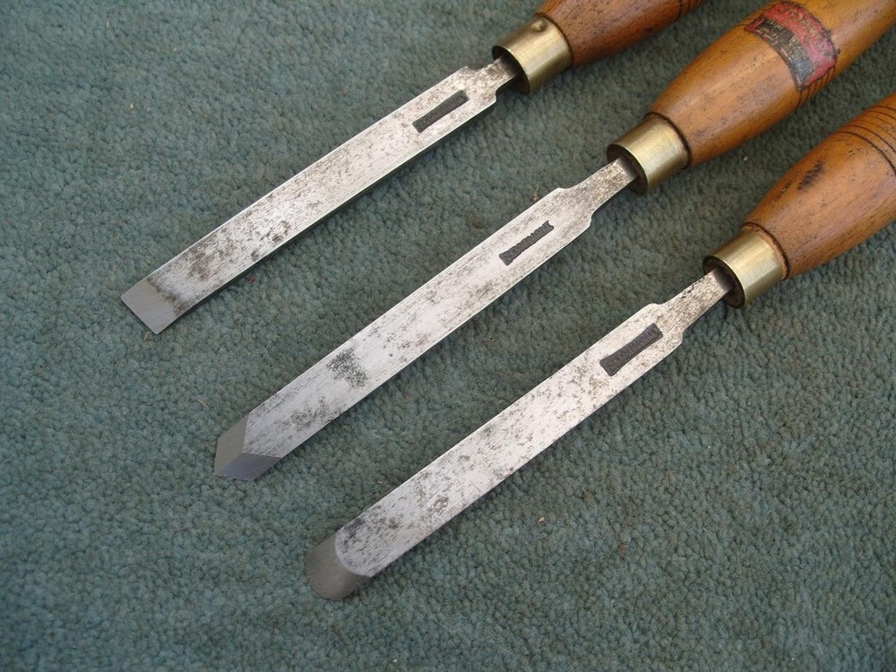 Three Woodturning tools by Stormont, Sheffield.