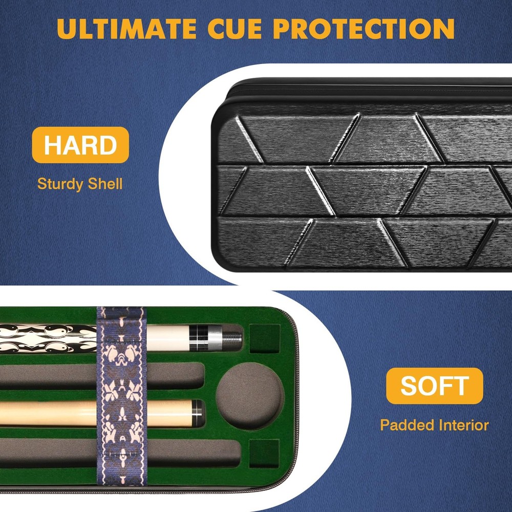 PEKREWS Pool Cue Case, Hard Shell Stick Case 4x4, Black
