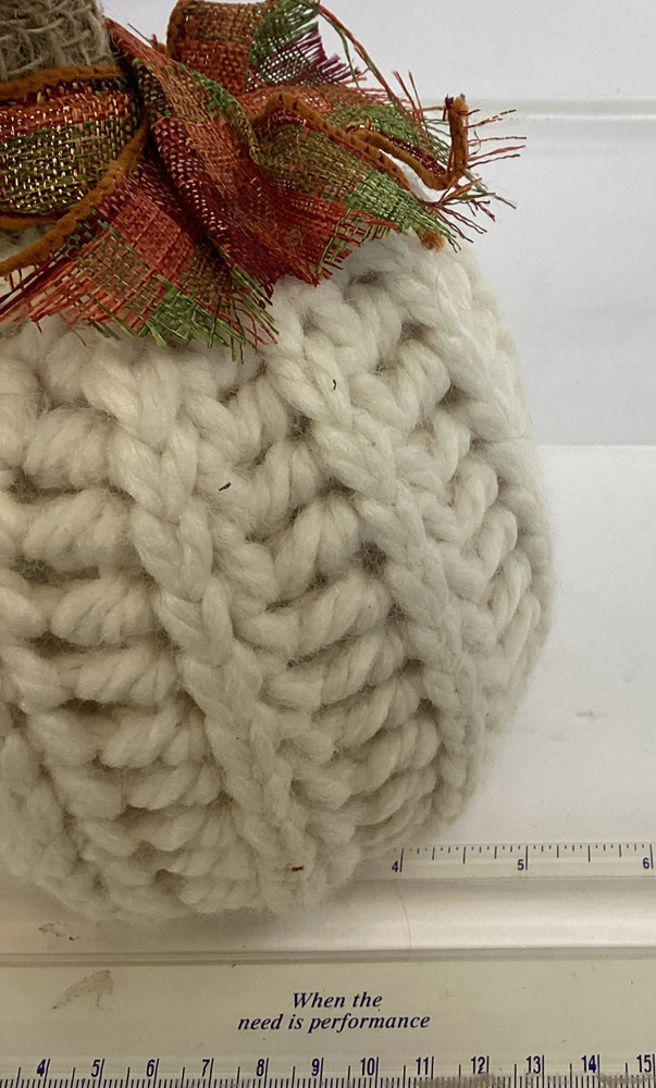 Hand Knitted Pumpkin, Fall/Thanksgiving Decor 5" x 9"