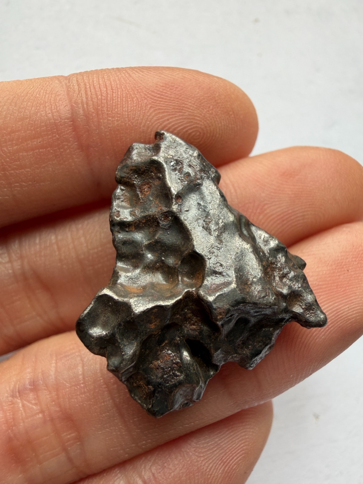 Sikhote-Alin Iron Meteorite 13.8g with Exemplary Regmaglypts Small Impact Crater