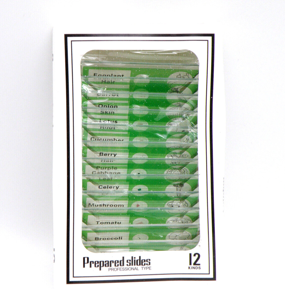 Set of 12 Prepared Plastic Microscope Botanical Slides Professional Type