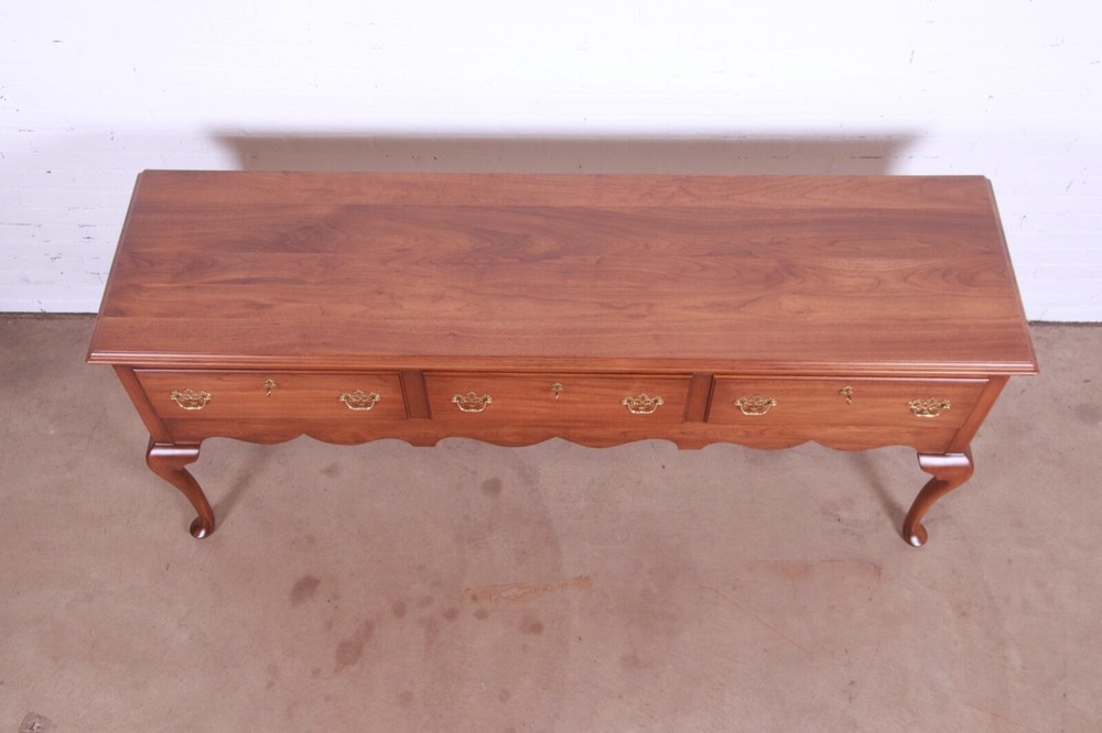 Henkel Harris Queen Anne Solid Walnut Sideboard Credenza, Newly Refinished