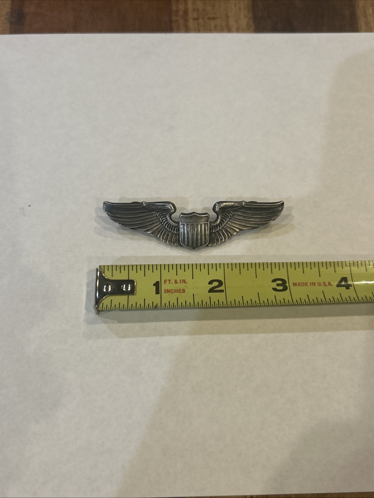 WWII USAAF Pilot Wings 3" Sterling Silver Army Air Forces Aviator Pin Military