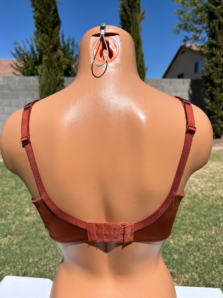 Spanx Unlined Full Coverage Satin Bra 34D Burnt Rust Seamless 30077R $78 NWT