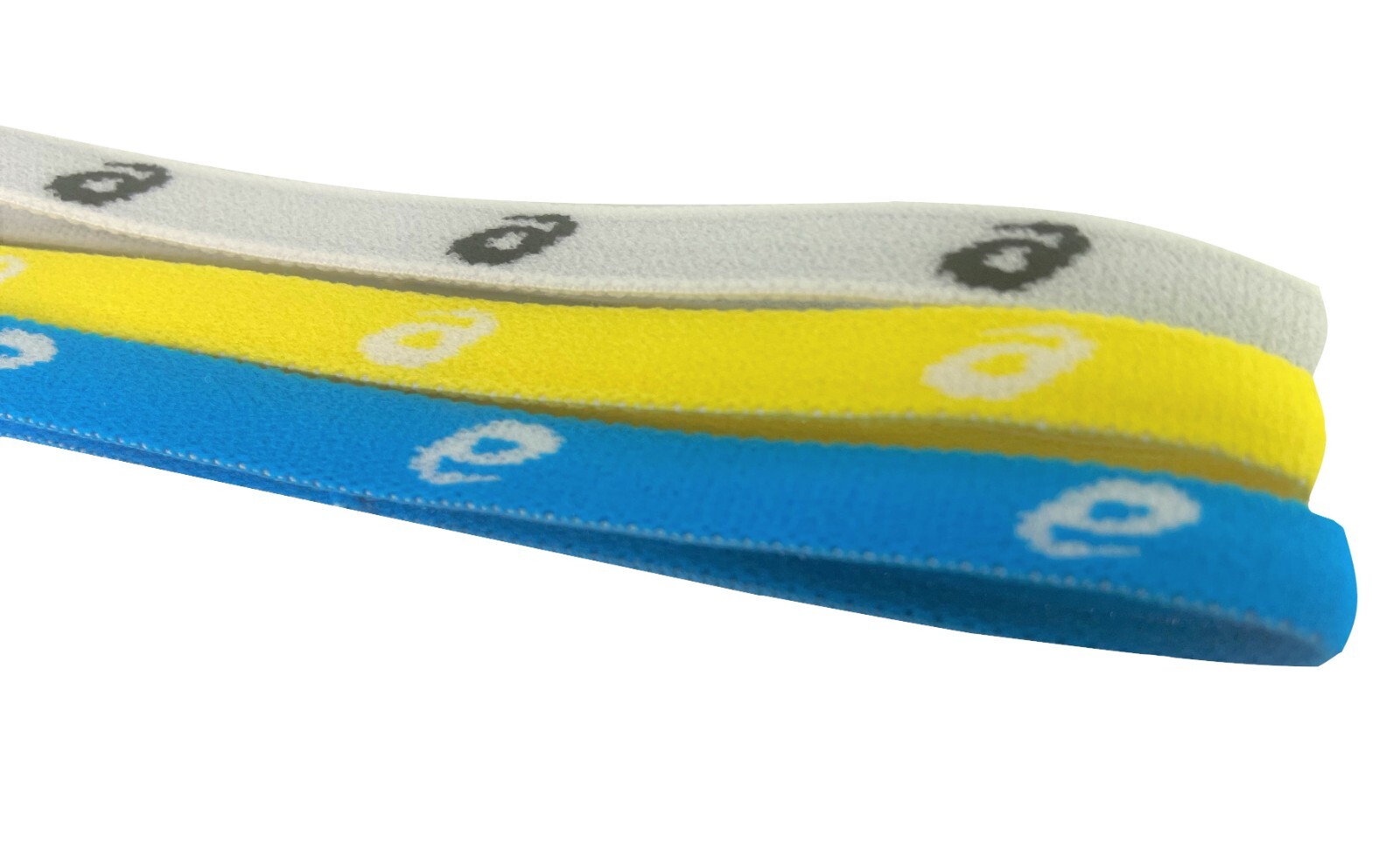 2 Packs of 3 asics Team Aerobic Comfort Headbands Blue Yellow White (6 Total)