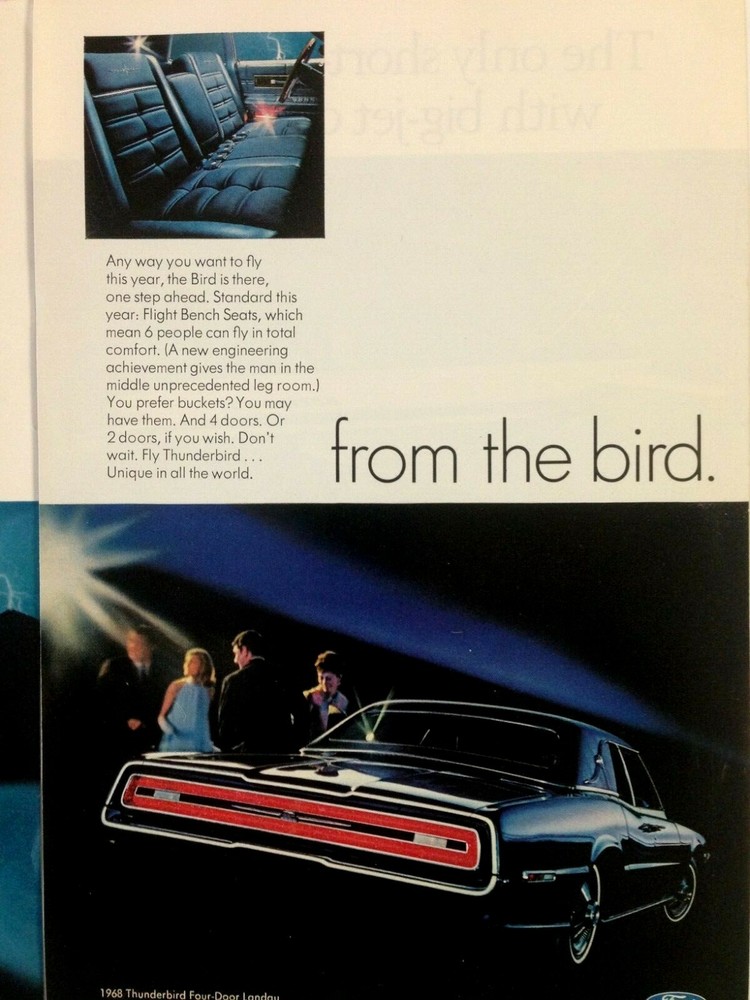 1968 Ford Thunderbird Print Ad New Thunder
