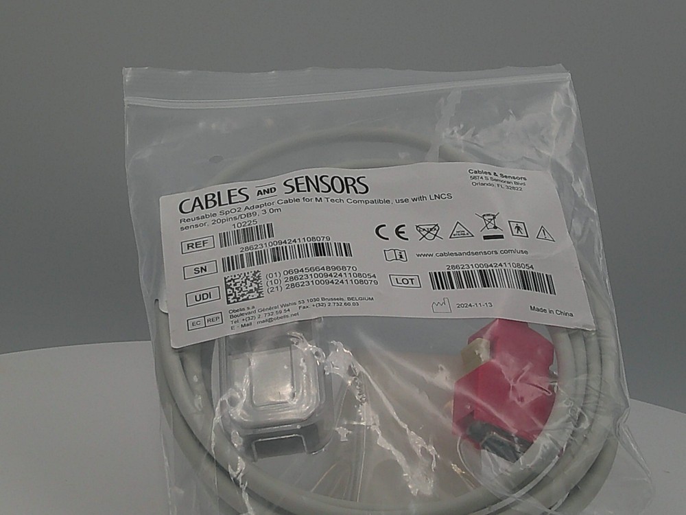 Masimo Rainbow Red LNC SpO2 Adapter Cable Compatible