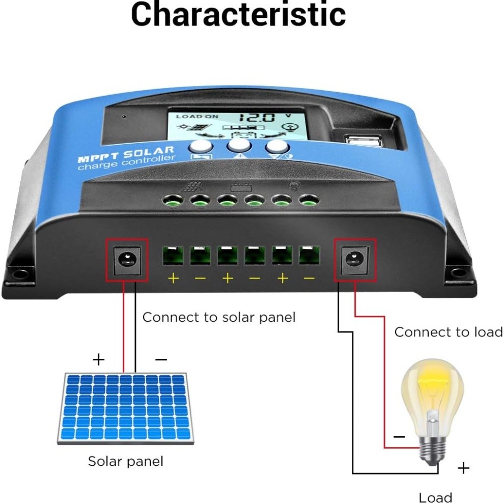 MPPT Solar Charger Controller Battery Regulator Dual USB LCD Display 100A