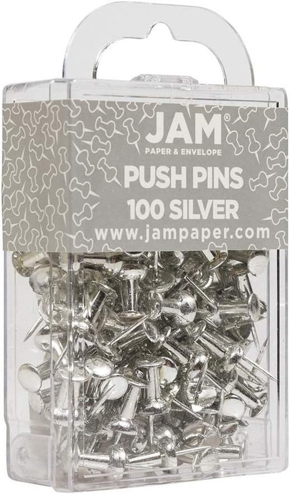 Colorful Push Pins - Silver Pushpins - 100/Pack