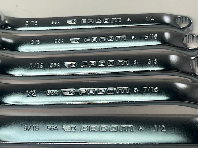 NEW Facom 7pc Set 10° Offset Stubby THIN WALL Box End SAE Wrench Set 1/4-13/16"