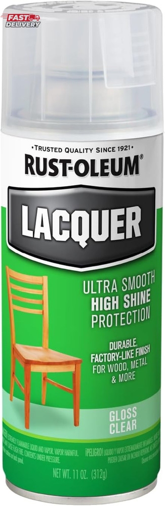 Rust-Oleum 1906830 Lacquer Spray Paint, 11 Oz, Gloss Clear