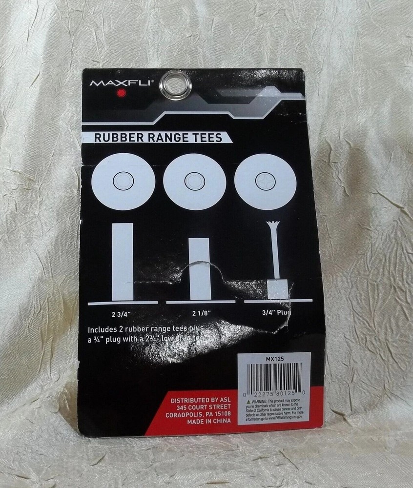Maxfli Rubber Range Tees MX125 Two Rubber Range Tees & 3/4" Plug New In Package